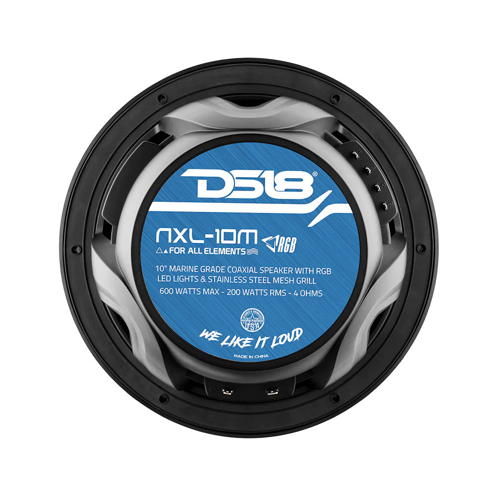 DS18 HYDRO 10 2Way Speakers wBullet Tweeter  Integrated RGB LED Lights  Black NXL10MBK