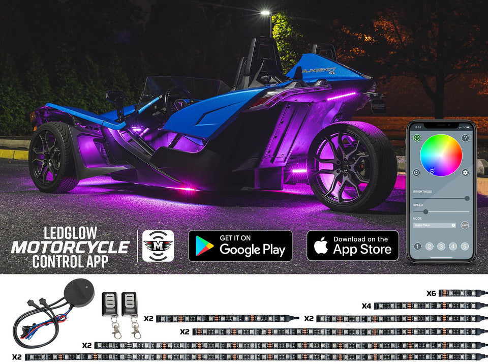 LEDGlow Polaris Slingshot Bluetooth Advanced Million Color LED Lighting Kit with Smartphone Control