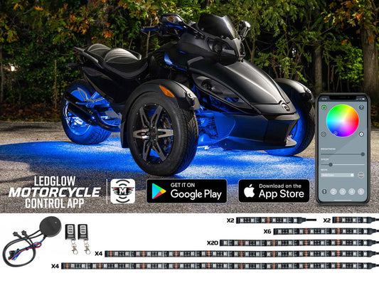 LEDGlow Can-Am Spyder Bluetooth Advanced Million Color LED Lighting Kit with Smartphone Control