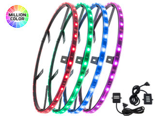 LEDGlow Wheel Ring 4pc 15-1/2" & 17" Million Color LED Add-On Lighting Kit for Bluetooth & Wireless Underbody Kits