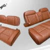 STEELENG KOZIP BNDL-SCDS09-SFDS09-SC0032 – Kozip Aeris Front and Rear Seat Cushion Set with NOMAD Seat frame for Club Car DS (2000.5-up) –  Brown Base with White Piping with Black Stitching