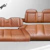 STEELENG KOZIP BNDL-SCDS09-SFDS09-SC0032 – Kozip Aeris Front and Rear Seat Cushion Set with NOMAD Seat frame for Club Car DS (2000.5-up) –  Brown Base with White Piping with Black Stitching