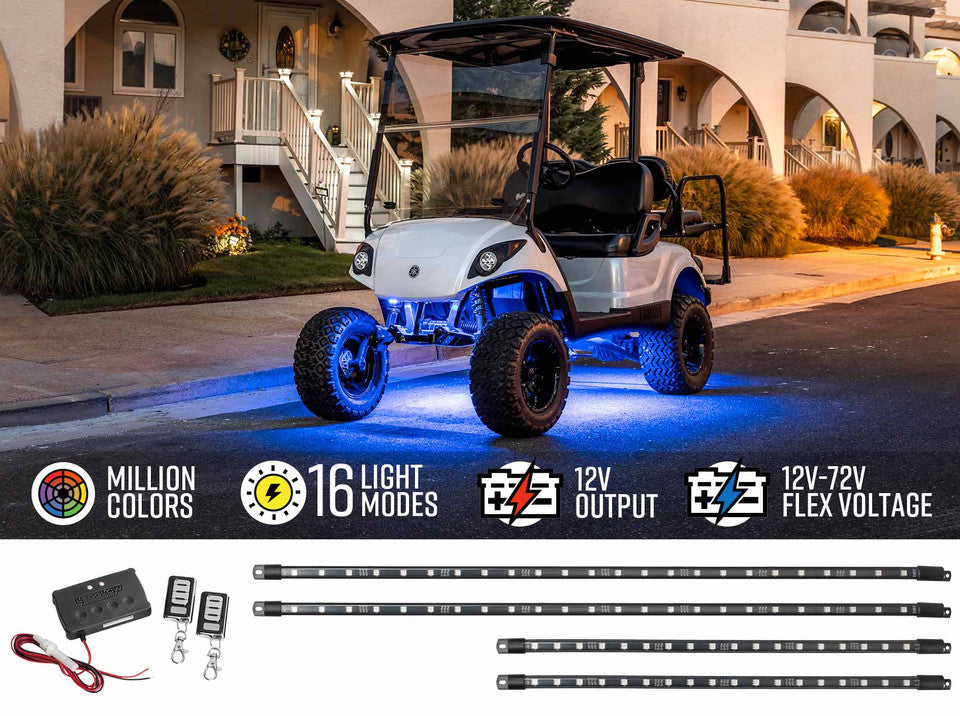 LEDGlow Golf Cart 12-Volt Million Color Expandable LED Underbody Lighting Kit - 4 Seater