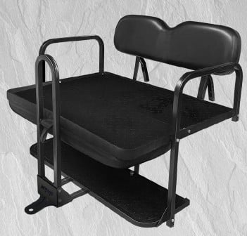 STEELENG KOZIP BNDL-SCDS07-SFDS09-SC0033 – Kozip Aeris Front and Rear Seat Cushion Set with NOMAD Seat frame for Club Car DS (2000.5-up) – White Base with Black Piping – White Stitching
