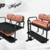 STEELENG KOZIP BNDL-SCDS09-SFDS09-SC0032 – Kozip Aeris Front and Rear Seat Cushion Set with NOMAD Seat frame for Club Car DS (2000.5-up) –  Brown Base with White Piping with Black Stitching