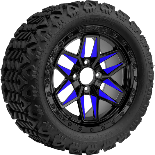 SGC 14″ Blue Widow Wheel – Aluminum Alloy / STEELENG 23″x10″-14″ All Terrain Tire DOT approved (Set of 4)