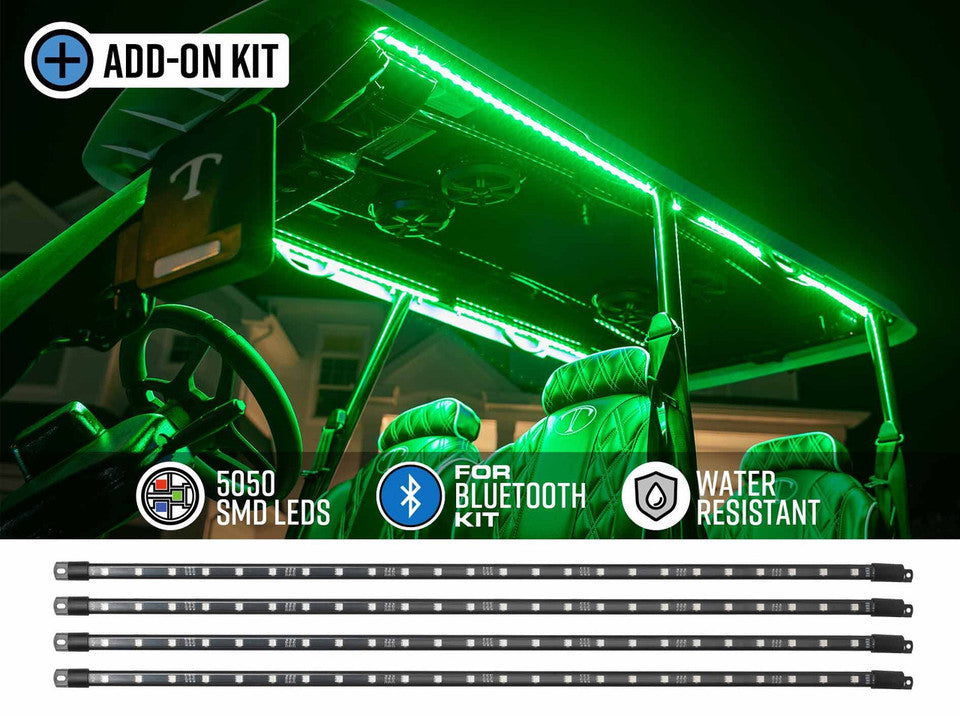 LEDGlow Golf Cart 4pc Canopy Add-On Lighting Kit for Bluetooth Million Color LED 6-Seater Kits
