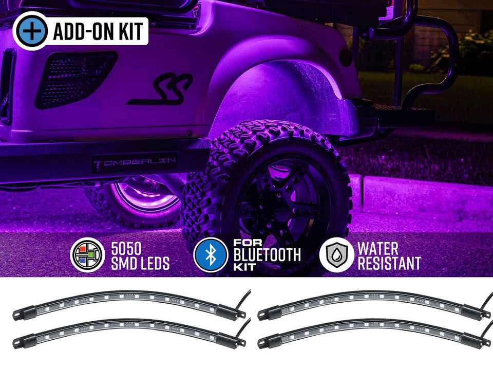 LEDGlow Golf Cart 4pc Wheel Well Add-On Lighting Kit for Bluetooth Million Color Expandable LED Kits