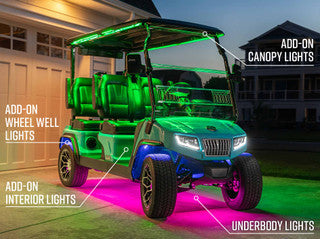 LEDGlow Golf Cart 12-Volt Bluetooth Million Color LED Extended 4-Seater Wheelbase Underbody Lighting Kit with Smartphone Control