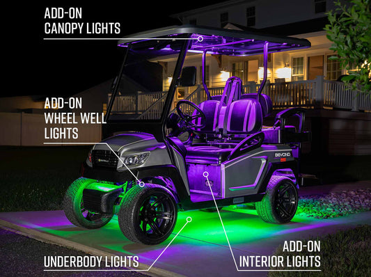 LEDGlow 12-Volt Bluetooth Million Color LED Standard 4-Seater Wheelbase Golf Cart Underbody Lighting Kit with Smartphone Control