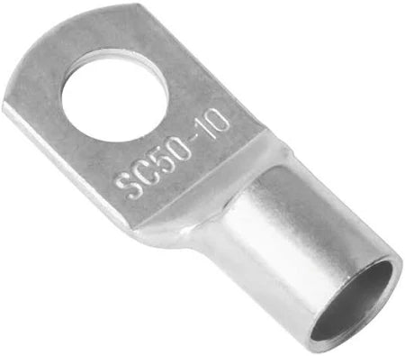 DB Link Tinned Lug Connector Terminal for electronic cables, showing a close-up of the durable metal connector on a black background.